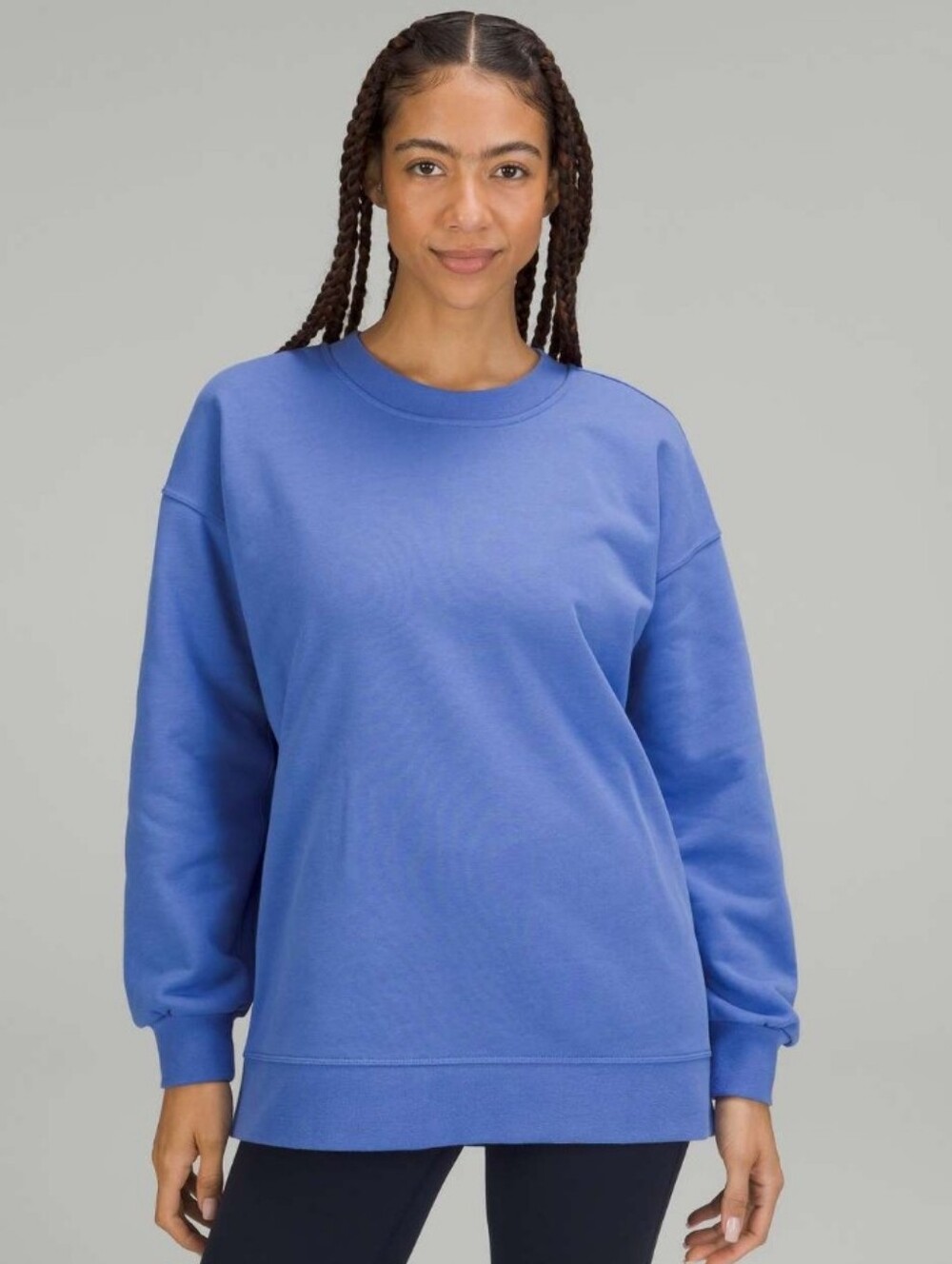Lululemon Perfectly Oversized Crew Neck Sweatshirt Cotton Blue Sweater Pullover